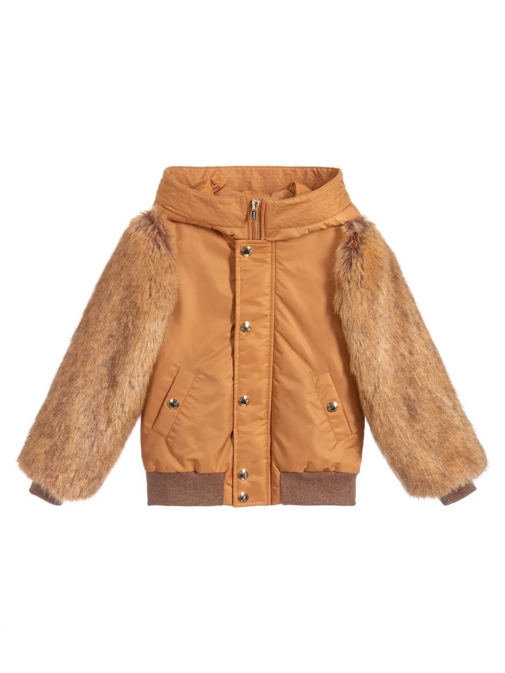 Chloe Beige Faux Fur Bomber Jacket